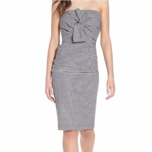 Leith B&W Gingham Check Strapless Dress